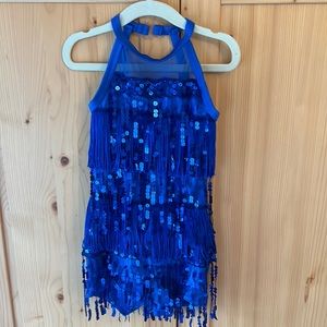 Weissman blue sequin, jazz costume, SZ SC (Girls 6/6X)
